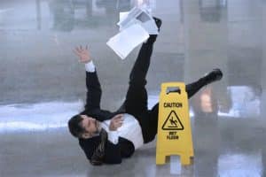 Slipping Over On Slippery Floor