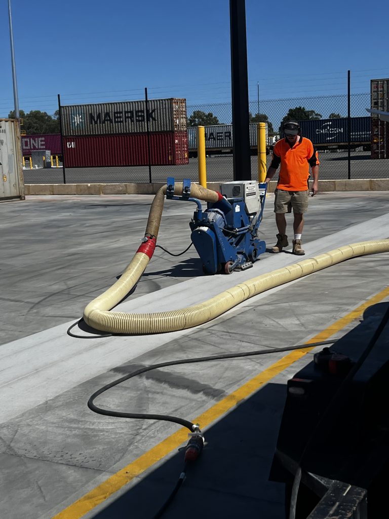Shotblasting In The Sun Logistics Warehouse Epoxy Prep1
